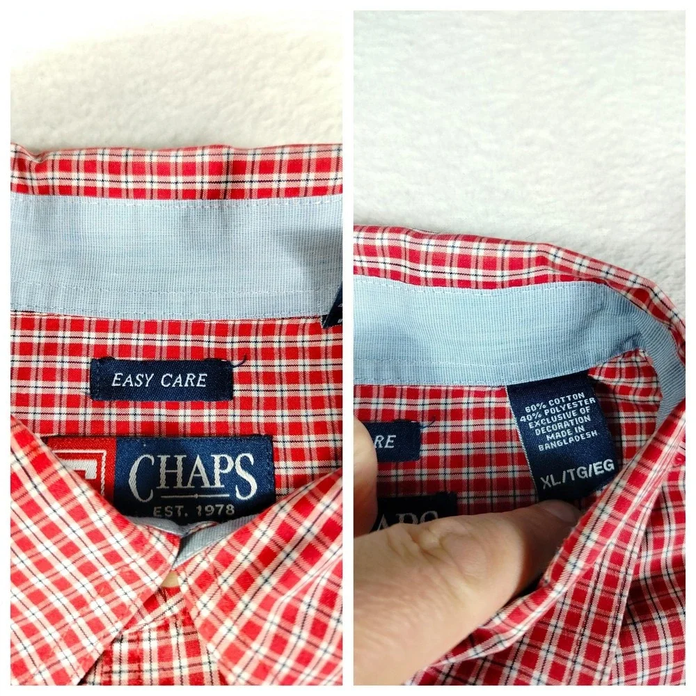 Chaps Shirt Mens XL Lot Of 4 Plaid Short Sleeve Button Up Easy Care Casual